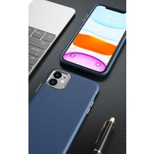 KCR Iphone 12 Uyumlu Deri Görünümlü Metal Kamera Çıkıntılı Sert Natura Kapak