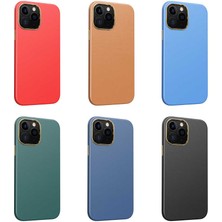 KCR Iphone 13 Pro Max Uyumlu Deri Görünümlü Metal Kamera Çıkıntılı Sert Natura Kapak