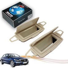 İdeal Otomotiv Mercedes C W205 (2014-...) Için Sol & Sağ Güneşlik Ayna Seti - Krem Renk