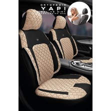 Trobus Seat Leon Hatchback 2006-2012 Aracınıza Uyumlu Koltuk Kılıfı Jakar Deri Bej Siyah