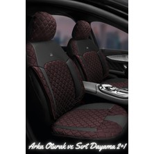 Trobus Efes Konfor Serisi Baklava Desenli Kumaş Deri Detay Koltuk Kılıfı Takımı Oturak 2+1 Sırt Dayama 2+1