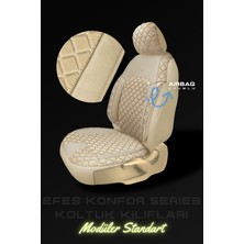 Trobus Efes Konfor Serisi Baklava Desenli Kumaş Deri Detay Koltuk Kılıfı Takımı