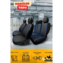 Trobus Renault Brodway Sedan 1981-1999 Aracınıza Uyumlu Koltuk Kılıfı Luxe Deri Siyah Mavi