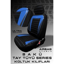Trobus Renault Megane - 1 Cabrio Sedan 1998-2003 Aracınıza Uyumlu Koltuk Kılıfı Tay Tüyü Siyah Mavi