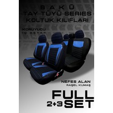 Trobus Renault Megane - 1 Cabrio Sedan 1998-2003 Aracınıza Uyumlu Koltuk Kılıfı Tay Tüyü Siyah Mavi