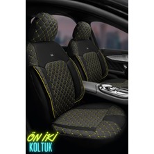 Trobus Efes Konfor Serisi Baklava Desenli Kumaş Deri Detay Koltuk Kılıfı Takımı Pilot 1+1 Ön Iki