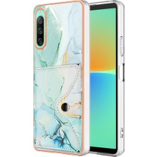 Mays Boutique Sony Xperia 10 Iv Yumuşak Tpu Tampon Mermer Ince Cüzdan Kart Yuvaları Için Kılıf (Yurt Dışından)