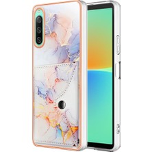 Mays Boutique Sony Xperia 10 Iv Yumuşak Tpu Tampon Mermer Ince Cüzdan Kart Yuvaları Için Kılıf (Yurt Dışından)