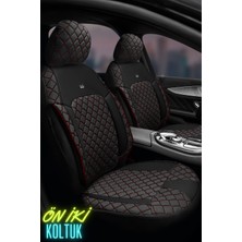 Trobus Efes Konfor Serisi Baklava Desenli Kumaş Deri Detay Koltuk Kılıfı Takımı Pilot 1+1 Ön Iki