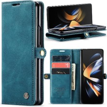 Mays Boutique Samsung Galaxy Z Için Flip Case Fold 4 5g Vintage Pu Deri Cüzdan Kılıf (Yurt Dışından)