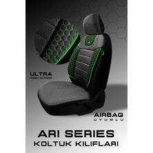 Trobus Mitsubishi Space Star Hatcback 2013-2018 Aracınıza Uyumlu Koltuk Kılıfı Arı Binek Siyah Yeşil