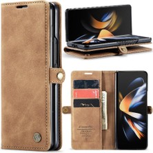 Mays Boutique Samsung Galaxy Z Için Flip Case Fold 4 5g Vintage Pu Deri Cüzdan Kılıf (Yurt Dışından)