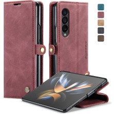 Mays Boutique Samsung Galaxy Z Için Flip Case Fold 4 5g Vintage Pu Deri Cüzdan Kılıf (Yurt Dışından)