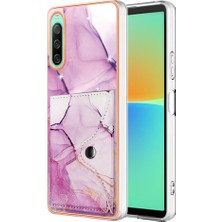 Mays Boutique Sony Xperia 10 Iv Yumuşak Tpu Tampon Mermer Ince Cüzdan Kart Yuvaları Için Kılıf (Yurt Dışından)