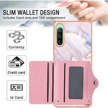 Mays Boutique Sony Xperia 10 Iv Yumuşak Tpu Tampon Mermer Ince Cüzdan Kart Yuvaları Için Kılıf (Yurt Dışından)