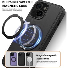 Forestl Digital iPhone 15 Plus Kılıf Için Darbeye Dayanıklı Deri+Pc+Tpu Manyetik Telefon Kılıfı ve Kickstand-Siyah (Yurt Dışından)