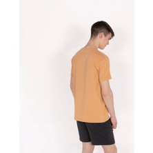 SQL Slimfit Artificial Experience Baskılı Erkek Açık Kahve T-Shirt