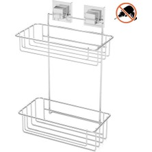 Eym Tekno Tel EF-256 Yapışkanlı 2 Katlı Düz Banyo Rafı Krom