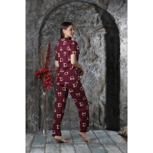 Sude Homewear Kadın Ayıcık Desenli Kısa Kol Pijama Takımı