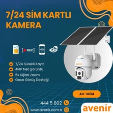 Avenir AV-M04 Sim Kartlı 4g Solar Panelli 7/24 Sürekli Kayıt Gece Görüşlü Akıllı Kamera