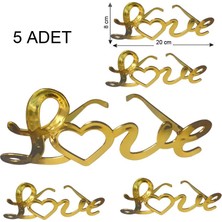 Pandoli Camsız Love Yazan Altın Renk Çocuk Yetişkin Uyumlu Gözlük 5 Adet Hawai Retro