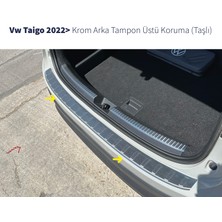 Fams Otomotiv Volkswagen Taigo 2022> Krom Arka Tampon Üstü Koruma Taşlı P.çelik