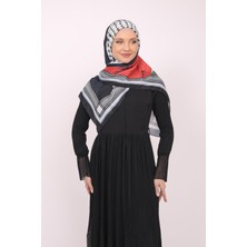 Zaytoon Filistin Eşarp Kefiye Zaytin ve Filistin Bayrak Baskılı Kareli Kadın Eşarp S100002