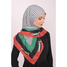 Zaytoon Filistin Eşarp Kefiye Filistin Bayrak Renkli Çerçeveli Kareli Kadın Eşarp S100004