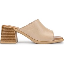 Tamer Tanca Kadın Hakiki Deri Bej Topuklu Terlik 838 469 Bn Trlk Y24 Bej Dr