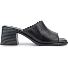 Tamer Tanca Kadın Hakiki Deri Siyah Deri Topuklu Terlik 838 469 Bn Trlk Y24 Sıyah Dr