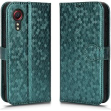 Mays Shop Samsung Galaxy Xcover 5 Manyetik Toka Geometrik Desen Deri Kılıf (Yurt Dışından)