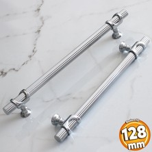 Badem10 Arsin Krom Metal Kulp 128 Mm-12.8 cm Mobilya Dolap Çekmece Mutfak Dolabı Kapak Kulpları Kulbu Kulpu
