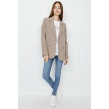 Select Moda Kadın Tek Düğme Kapamalı Dokuma Blazer Ceket