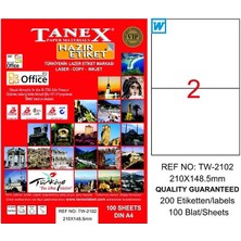 Tanex 2124 Laser Etiket 70X42MM 21X100 2100 Adet