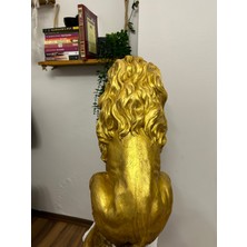 Libre Design Dekoratif 53CM Gold Aslan Biblo Heykel Bahçe Dekorasyonu Ev Dekorasyonu