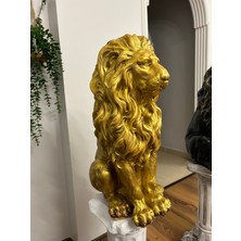 Libre Design Dekoratif 53CM Gold Aslan Biblo Heykel Bahçe Dekorasyonu Ev Dekorasyonu