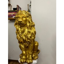 Libre Design Dekoratif 53CM Gold Aslan Biblo Heykel Bahçe Dekorasyonu Ev Dekorasyonu