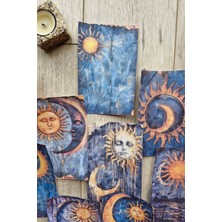 Mona Craftist 12 Adet Scrapbook Ay Güneş Temalı Scrapbook Kağıt Seti Bullet Journal Dekupaj Kağıdı