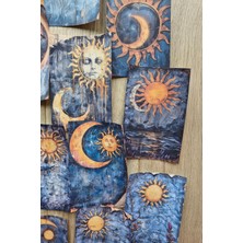 Mona Craftist 12 Adet Scrapbook Ay Güneş Temalı Scrapbook Kağıt Seti Bullet Journal Dekupaj Kağıdı