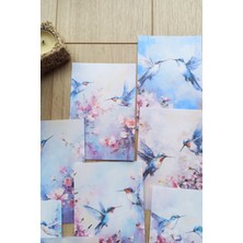 Mona Craftist 12 Adet Sakura Kuş Temalı Scrapbook Kağıt Seti Bullet Journal Dekupaj Kağıdı