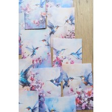 Mona Craftist 12 Adet Sakura Kuş Temalı Scrapbook Kağıt Seti Bullet Journal Dekupaj Kağıdı