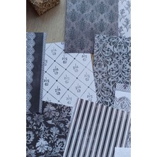 Mona Craftist 12 Adet Siyah Beyaz Desenli Scrapbook Kağıt Seti Bullet Journal Dekupaj Kağıdı