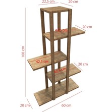 Atlantik Çam Ahşap 5 Katlı Çiçeklik, Saksılık, Çiçek Standı, Dekoratif Raf - Çok Amaçlı Kullanım