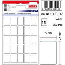 Tanex Ofis Etiketi 19X27 Beyaz Kod