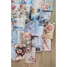 Mona Craftist 67 Adet Eskitme Vintage Çiçek Temalı Scrapbook Kağıt Seti Bullet Journal Dekupaj Kağıdı