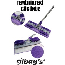 Ilbay's Mikrofiber Mandallı Mor Renkli Yer Mopu 360°C Döner Başlıklı (1 Adet Yedek Mop Bezi Hediye)