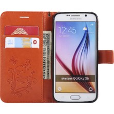 Colorful Shop Kart Yuvası Standı ile Samsung Galaxy S6 Için Kılıf Kickstand Manyetik Pu Çevirin (Yurt Dışından)