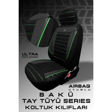 Trobus Hyundai Elentra Sedan 2003-2008 Aracınıza Uyumlu Koltuk Kılıfı Tay Tüyü Siyah Yeşil