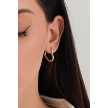 TMT Silver Gümüş Altın Kaplama Asimetrik Kalpler Kalp  Küpe