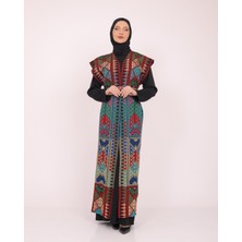 Zaytoon Kolsuzlu Filistinli Dolu Nakışlı Kadın Geniş Abaya Tek Ebatlı C100035